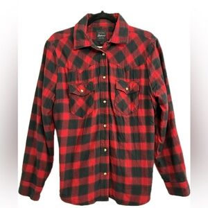 Women’s Jachs Girlfriend Red and Black Checkered Casual Flannel Shirt Sz L NWOT